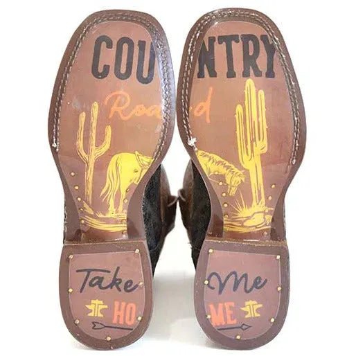 Wing Tip Dress Shoes Tin Haul Women's Paisley Python Print Western Boots - Broad Square Toe 14-021-0007-1503