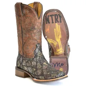 Gh Bass Dress Shoes Tin Haul Women's Paisley Python Print Western Boots - Broad Square Toe 14-021-0007-1503