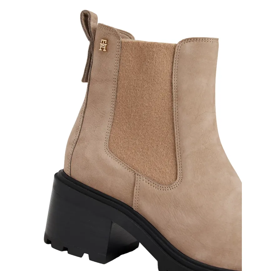 Tommy Hilfiger Womens Boot Nubuck Chelsea Cleated Heel Coastal Taupe Guardian Boots