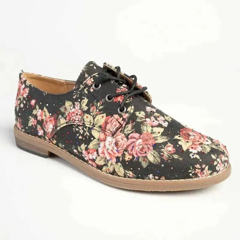 Brogue High Heels Soft Style by Hush Puppies Tywin Diamante Floral Loafer - Charcoal Floral
