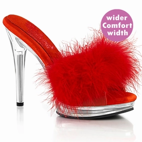 Slippers Toddler 5 Inch Heel GLORY-501F-8 Red Fur Clear