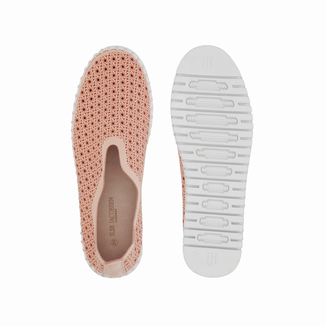 Flat Foot Steel Toe Shoes Tulip Braided Slip On - Adobe Rose White