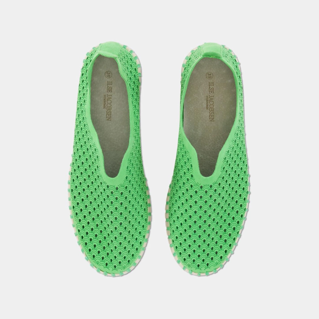 Tulip Slip On With Chunky Sole - Bright Green Stamp Boa Flat Shoes