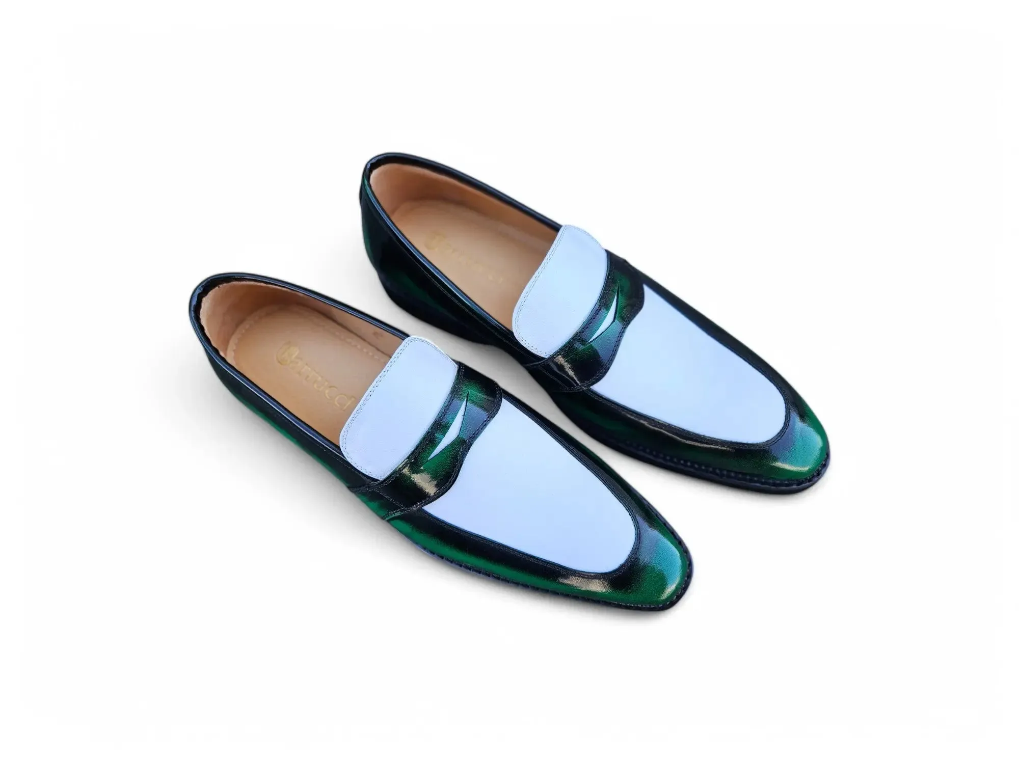 Loafers Navy Blue Two Tone Patent Leather Penny Loafer