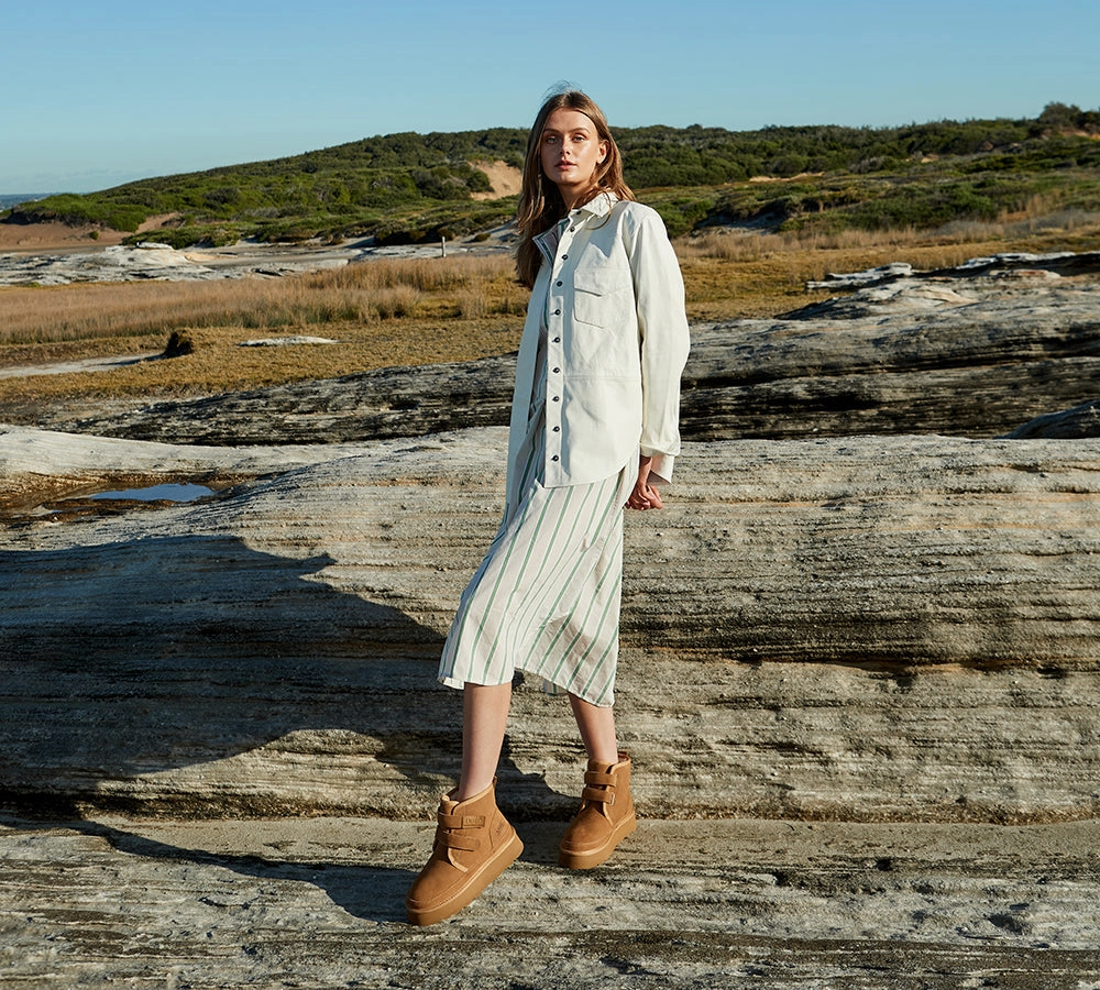 UGG Platform Boots Women Hook And Loop Lightweight Vigour Metallic Boots