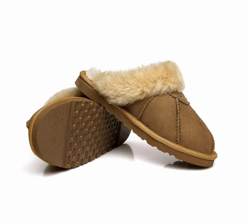 UGG Slippers Double Faced Sheepskin Wool Nonslip Slippers Robert Flat Slides Shoes