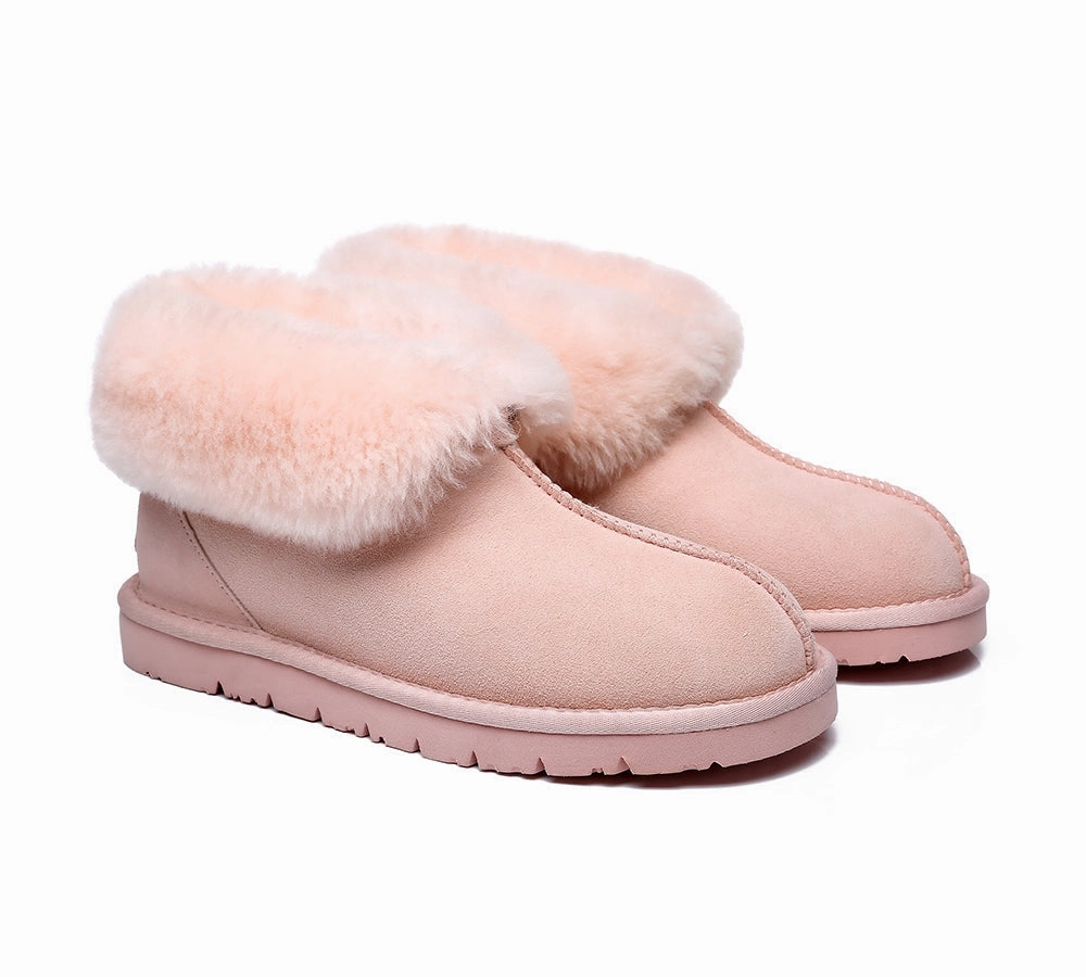 UGG Slippers Sheepskin Wool Collar Ankle Booties Mallow My Pillow Slides
