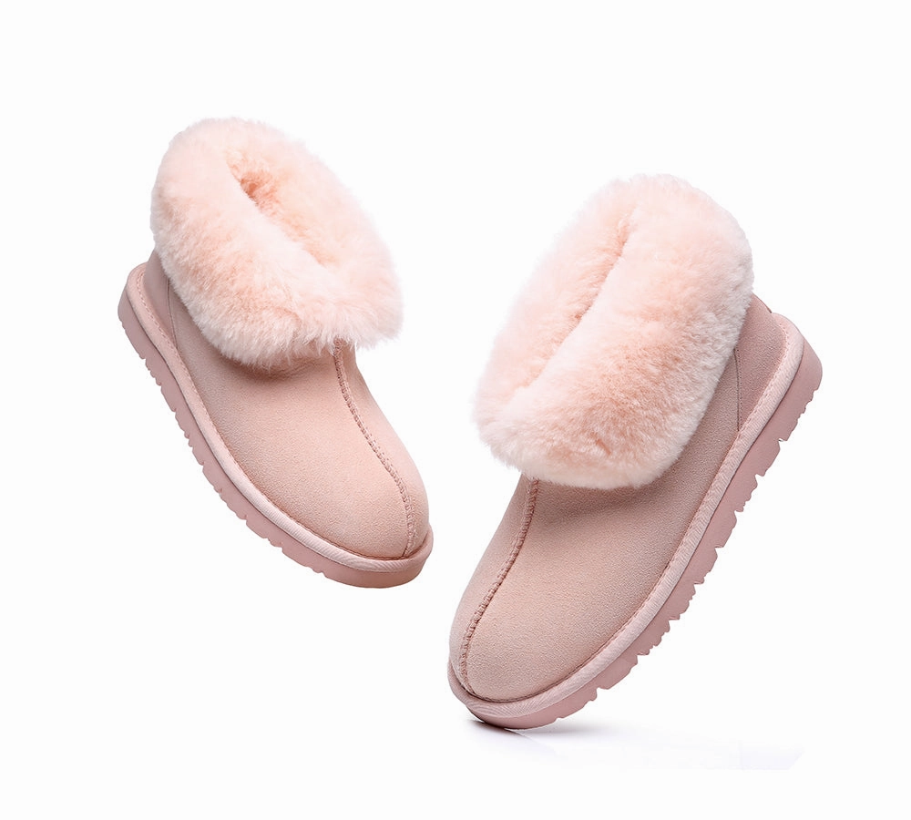 Oooh Geez Slippers UGG Slippers Sheepskin Wool Collar Ankle Booties Mallow