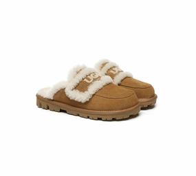 UGG Slippers Women Sheepskin Wool Shearling Lined Rilee Post Op Slippers