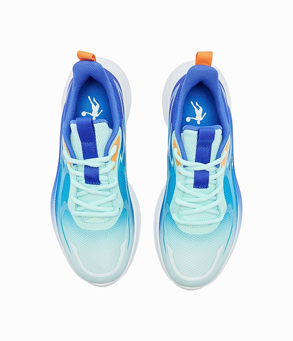 QIAODAN Light Speed 1.0 Lightweight Cushioning, Breathable, Slip Resistant Low top Kids' Running Shoes Blue Teenagers Free Run Flyknit Running Shoes