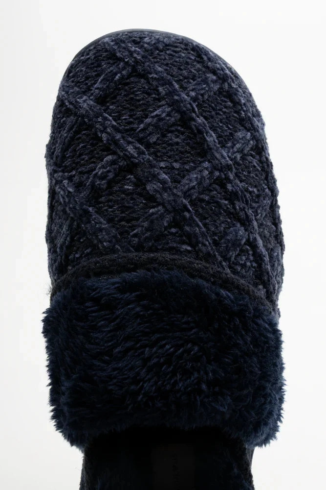 Knit Slippers Navy Slippers Band