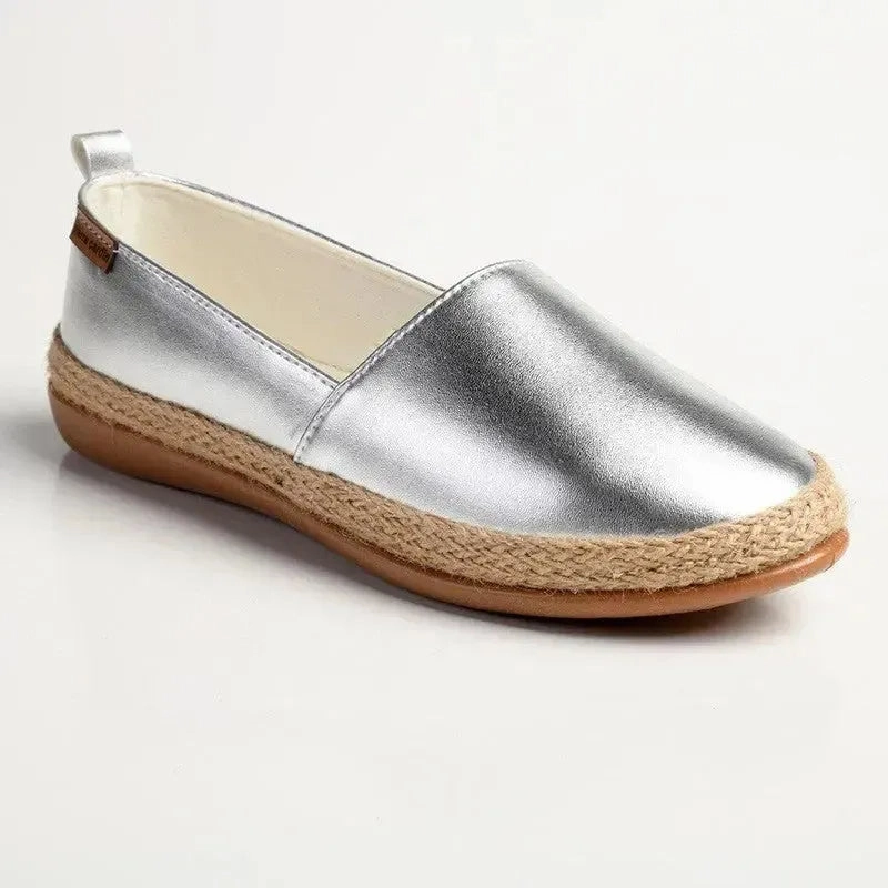 Pierre Cardin St Tropez Espadrille Slip On - Silver Blue Brogue Boots