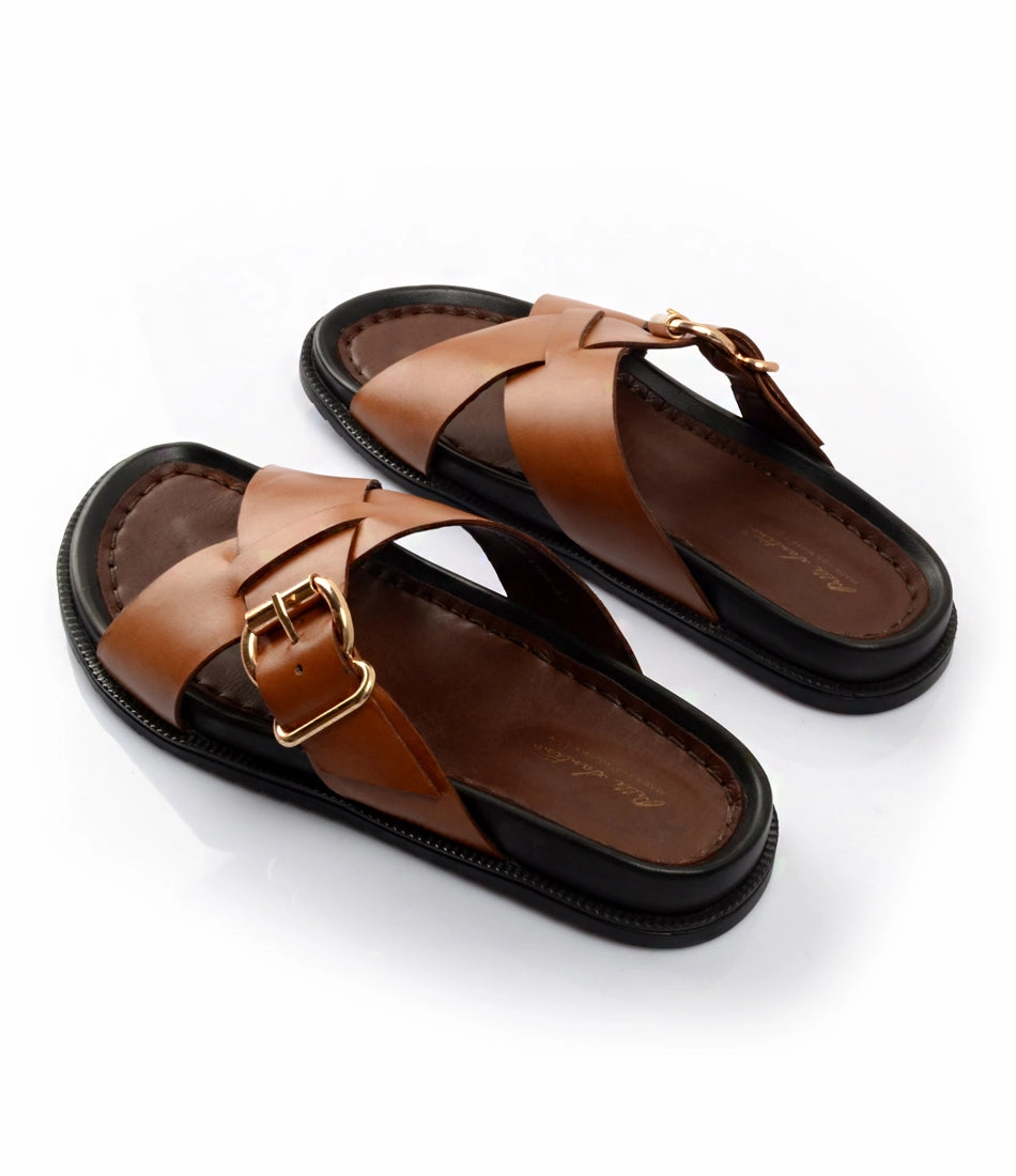 Torino Leather Slippers - Tan Sparta Slippers