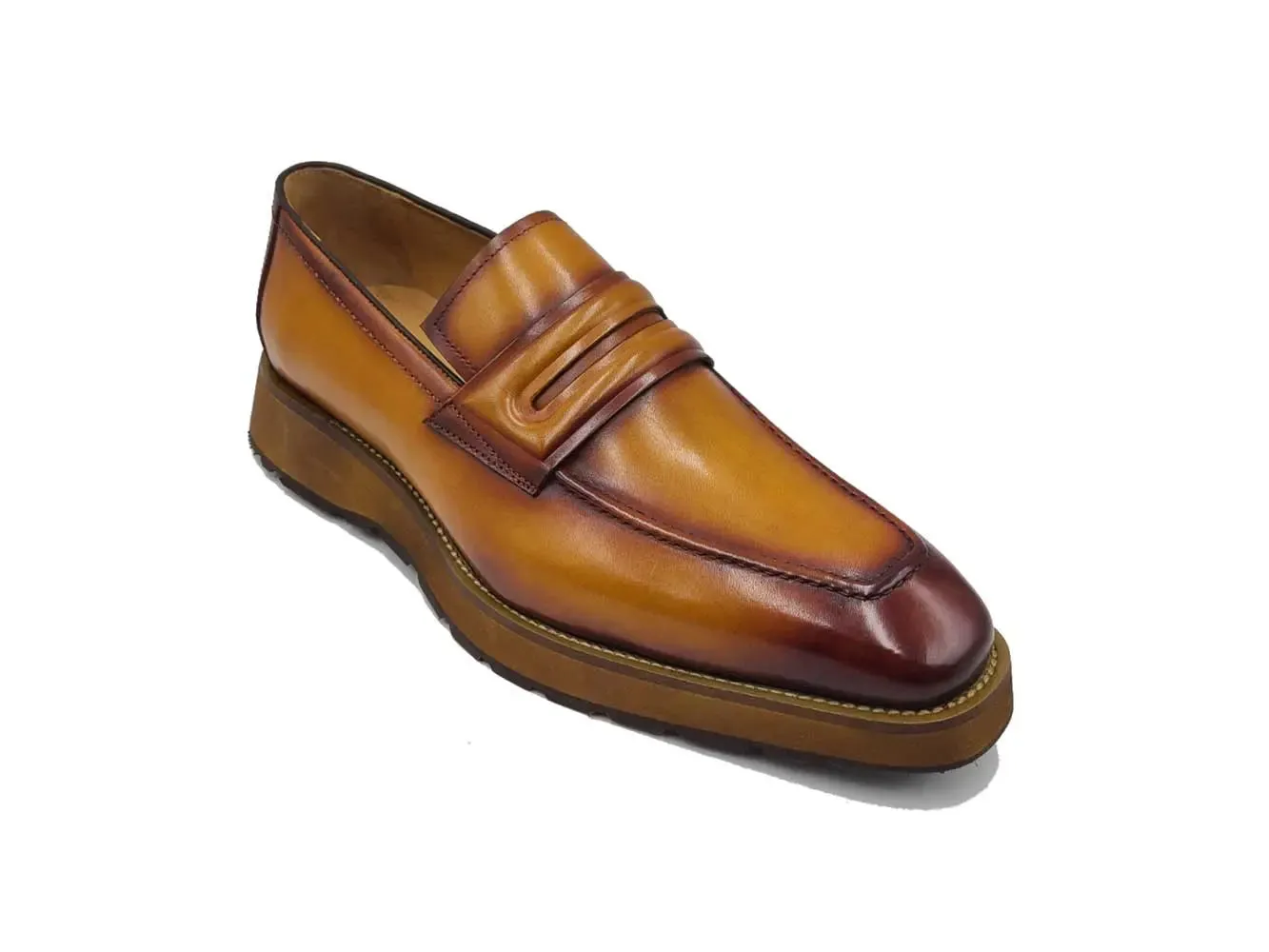 Leather Penny Loafer in Chunky Sole Italian Leather Loafers
