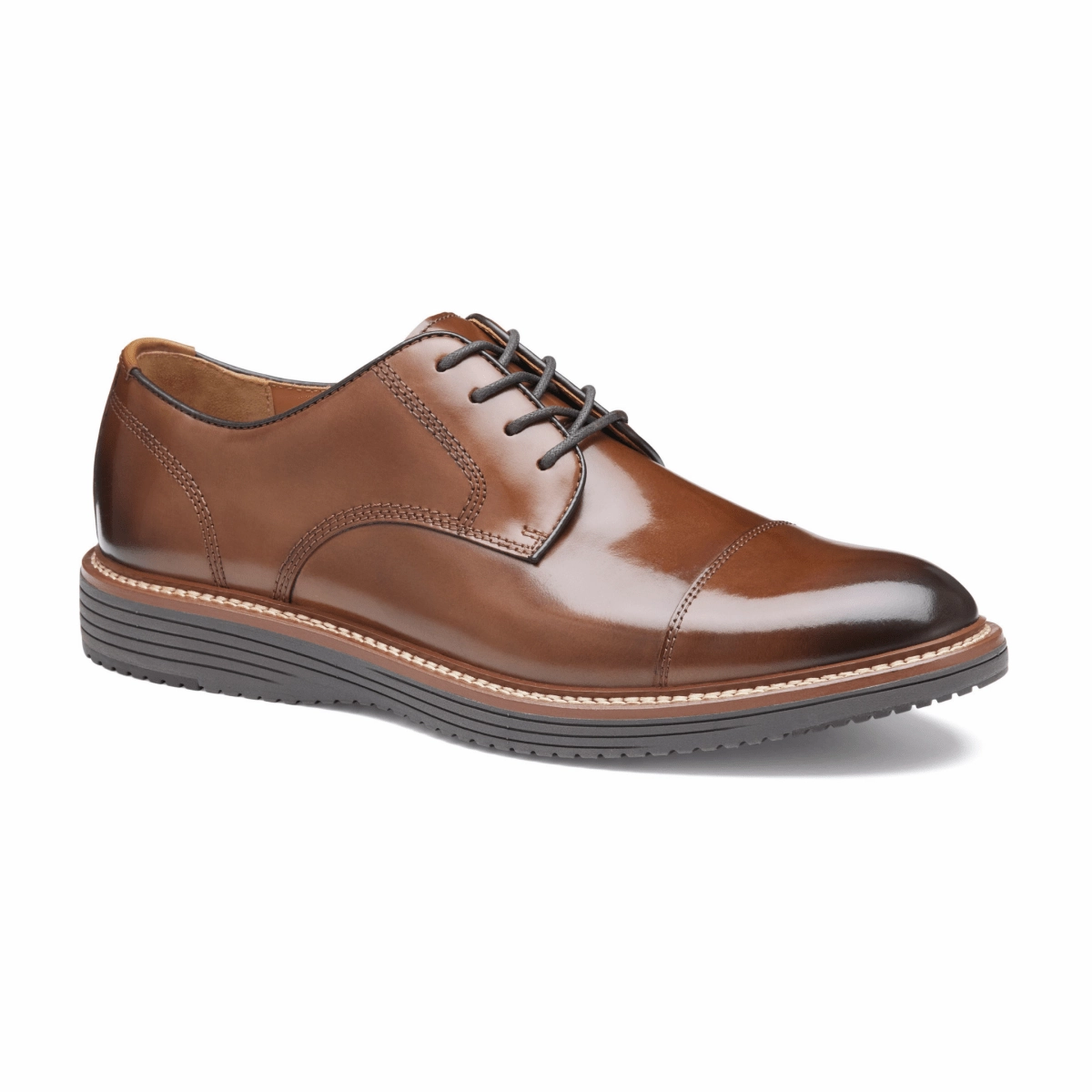 Pinpoint Oxford Shirt Johnston & Murphy Men's Upton Dress Cap Toe Tan Full Grain Leather
