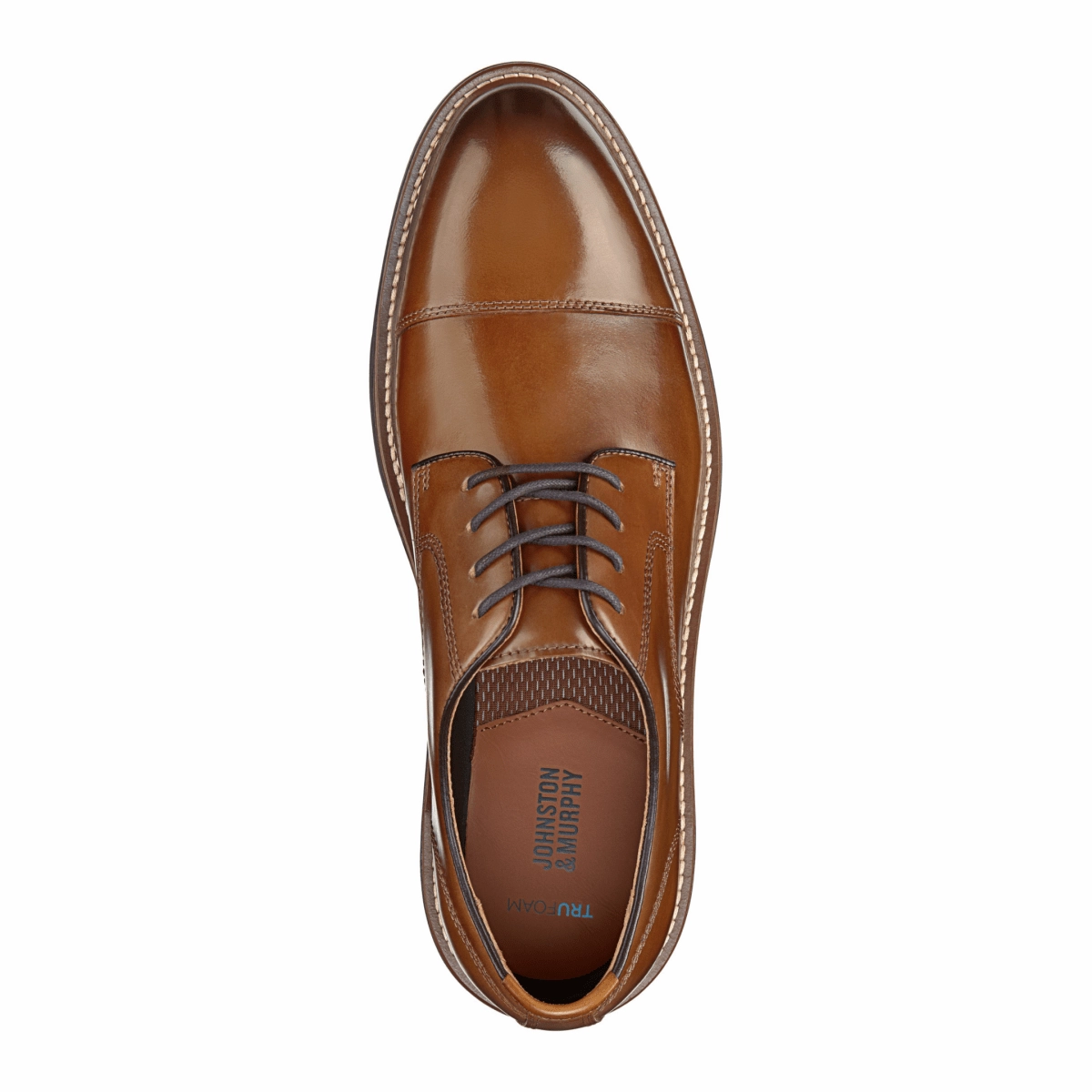 Famous Oxfords Johnston & Murphy Men's Upton Dress Cap Toe Tan Full Grain Leather