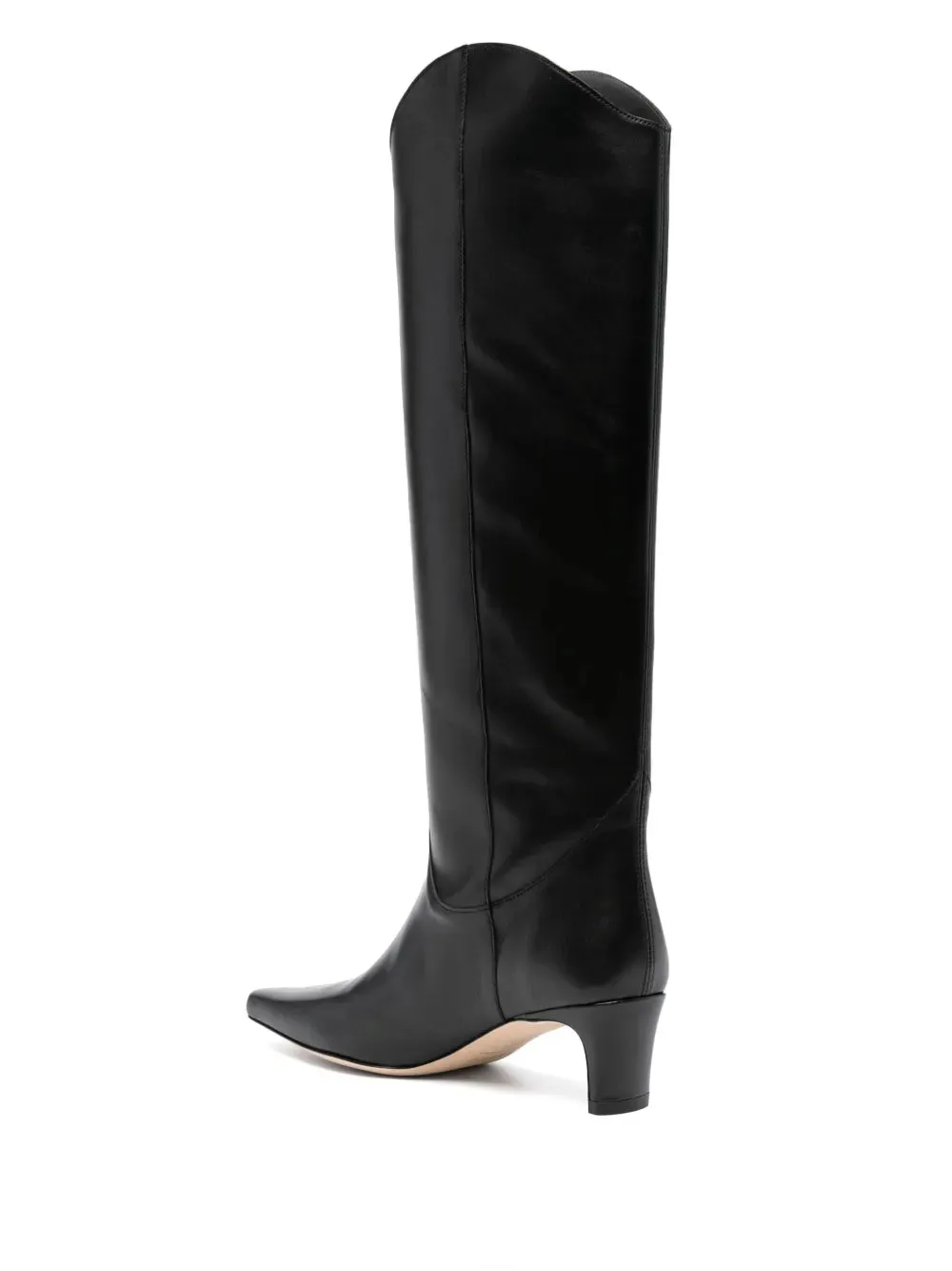 Flat Thigh High Boots Western Wally Boot in Black