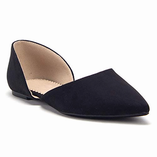 Women's Hedy-02 Pointed Toe Slip On D'Orsay Cut Out Ballet Flats Shoes Bling Flat Shoes