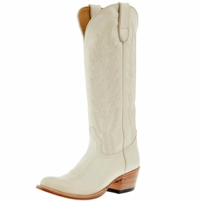 Italian Dress Shoes Women's Macie Bean Spacey Gracey Cream 15in. Almond Toe Boot M5224