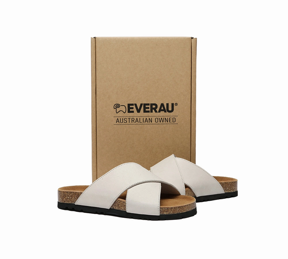 Les Toiles Du Soleil Espadrilles Women Slides Leather Crossover Summer Croia