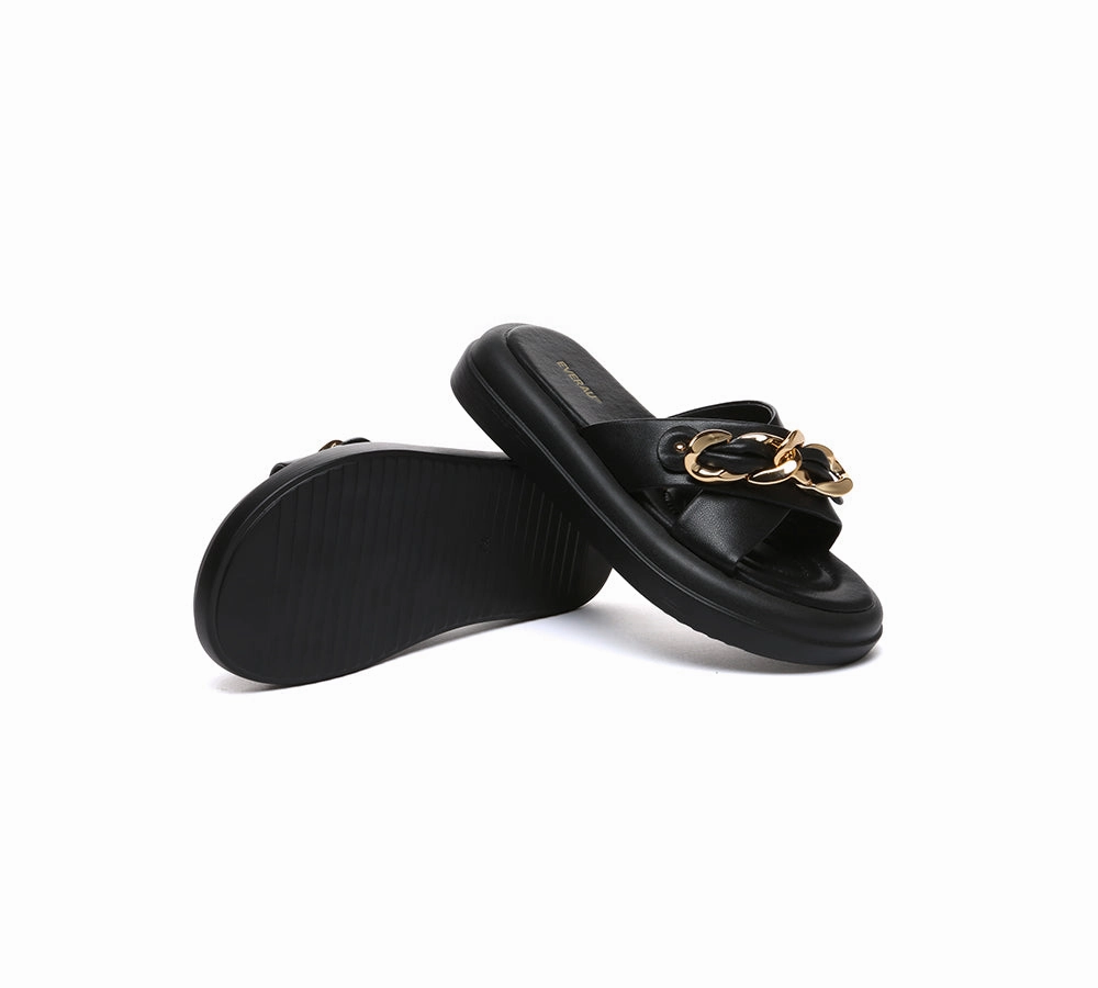 Women Slides Metal Decor Crossover Platform Chiffon Espadrilles Bilbao