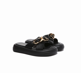 Fleur Espadrille Wedge Shoe Women Slides Metal Decor Crossover Platform Chiffon