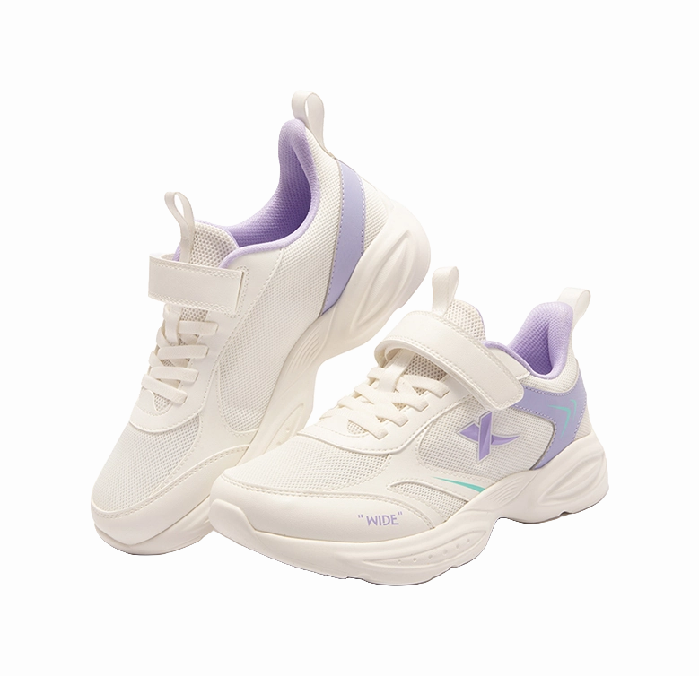 XTEP Health Growth Rebound Support Breathable Slip Resistant Low top Running Shoes Sail White Taro Purple 33 40 Kids' Tensaur Hook And Loop Shoes Running