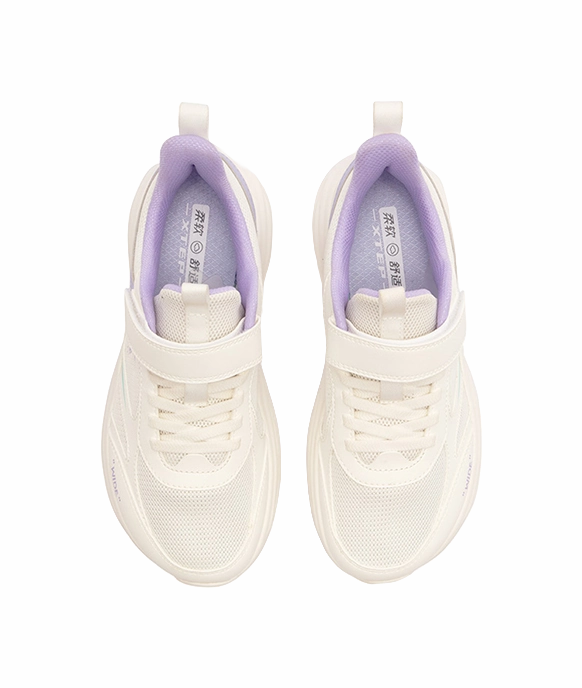 XTEP Health Growth Rebound Support Breathable Slip Resistant Low top Running Shoes Sail White Taro Purple 33 40 Kids' Best Running Shoes For Winter