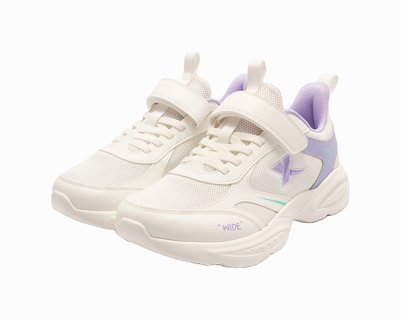 XTEP Health Growth Rebound Support Breathable Slip Resistant Low top Running Shoes Sail White Taro Purple 33 40 Kids' Friday Running Shoes